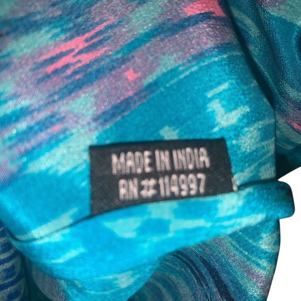 Tolani Top Blouse V-neck Long Sleeve‎ 100% Silk XS Turquoise Abstract NWT New - Picture 5 of 6